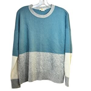 Pullover Sweater Women's Small Boden Lowick Blue Gray Wool Blend Color Block